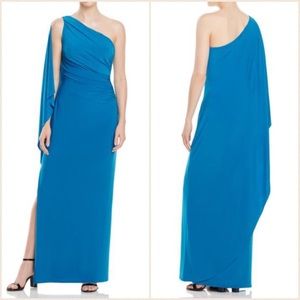 Lauren by Ralph Lauren gown turquoise w gorgeous fabric accent. Size 2P